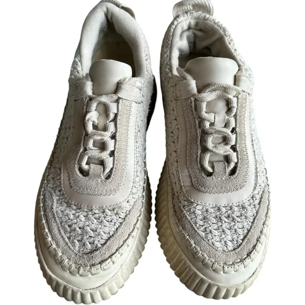 Dolce Vita Dolen Knit‎ Platform Sneakers Womens SZ 7.5 Sandstone Chunky Casual